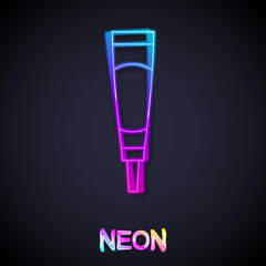 Glowing neon line Cream or lotion cosmetic tube icon isolated on black background. Body care products for woman. Vector