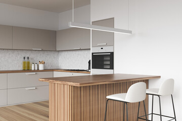 Modern white and beige corner kitchen