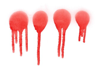 Set red spray stain in shape stain isolated on white background, photo with clipping path