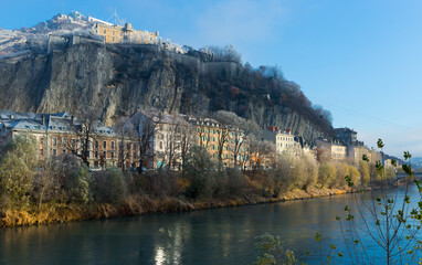 Famous Bastille fortress on right bank of Isere river in Grenoble, France