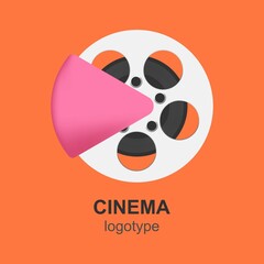 Cinema design elements template. Minimalistic logo design. movie vector logotype. Business sign, identity, label, media badge.