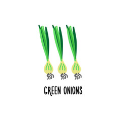 Green onion clip art with white background. Isolated vector illustration 