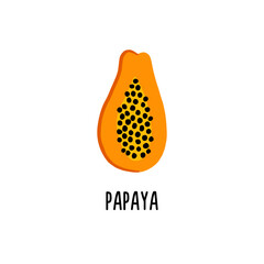 Fototapeta premium Isolated vector illustration of papaya on a white background. Clipart for baby food catalog