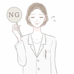 NGサインを出す中年の女性医師
