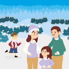 Fototapeta premium winter season and family