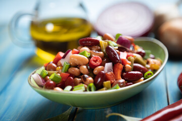 Mixed bean salad, healthy vegetarian meal