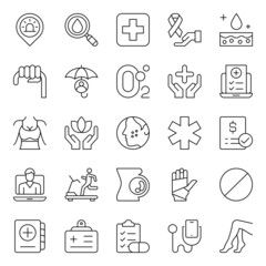 Outline icons for medical healthcare.