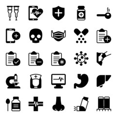 Glyph icons for medical healthcare.