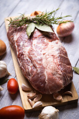 Raw pork prepared for roasting