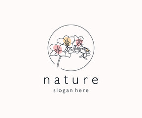 Minimalist floral logo template