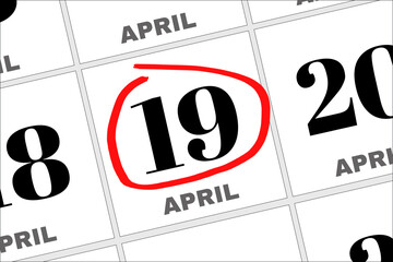 April 19 written on a calendar to remind you an important appointment.