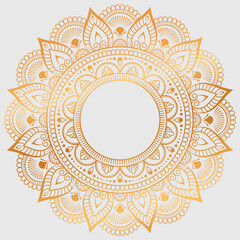 Seamless golden mandala pattern design on white paper