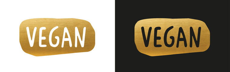 Golden Vegan Vector Logo - Vegan Icon
