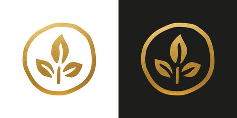 Golden Vegan Vector Logo - Vegan Icon