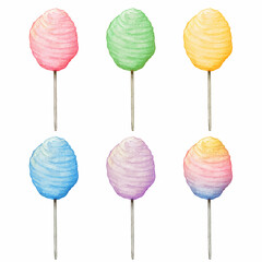 watercolor cotton candy pops hand drawn