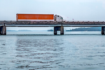 highway bridge overpass over the lake