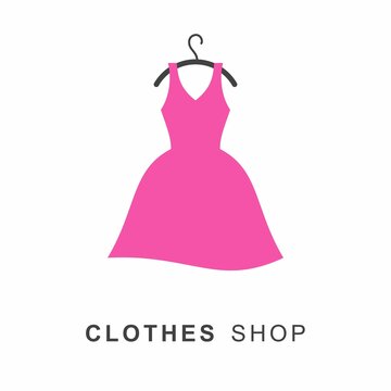 Vector drawing of a woman's dress on hangers