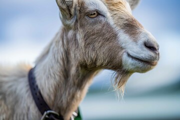 Goats with baby kids, eating grass and sucking on a farm in Australia