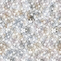 Seamless neutral tan and white distressed grungy motif surface pattern design for print. High quality illustration. Textured textile repeat print swatch. Aged gray dirty elegant abstract illustration.