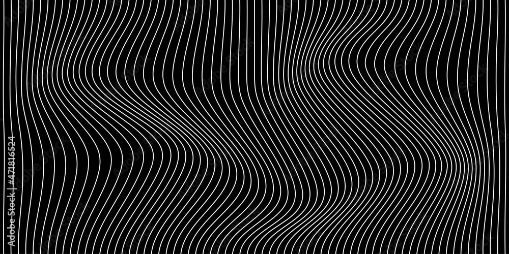 Poster perspective distorted black grid. digital background with wireframe wave. vector curve surface.