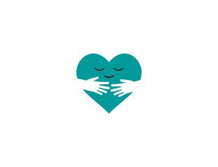 Embrace, hand, heart, hug, care, love icon. Vector illustration. Flat design.