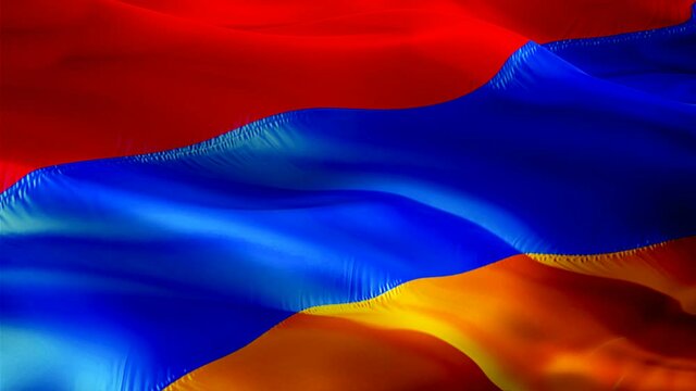 Armenia flag video. National 3d Armenian Flag Slow Motion video. Armenia tourism Flag Blowing Close Up. Armenian Flags Motion Loop HD resolution Background Closeup 1080p Full HD video flags waving in 