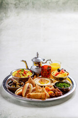 Food platter served during Iftar in the Holy Month of Ramadan