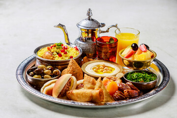 Food platter served during Iftar in the Holy Month of Ramadan