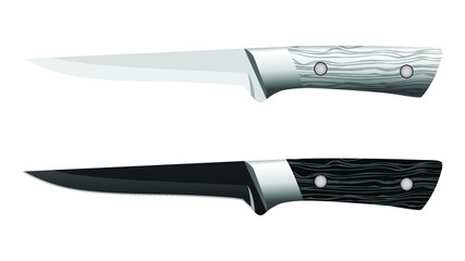 set of two realistic kitchen knives isolated, Vector illustration, chef knives, Cutlery icon set