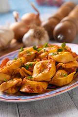Italian tortellini pasta in tomato sauce