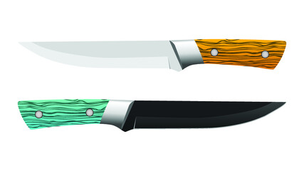 set of two realistic kitchen knives isolated, Vector illustration, chef knives, Cutlery icon set