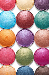 Broken eye shadow isolated on white background