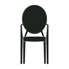 Simple modern illustration of chair icon. Black wooden chair silhouette.