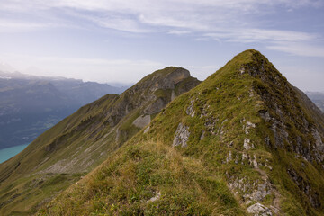 Amazing hiking day in the alps of Switzerland. Wonderful view over a beautiful lake called Brienzersee. What an amazing view.