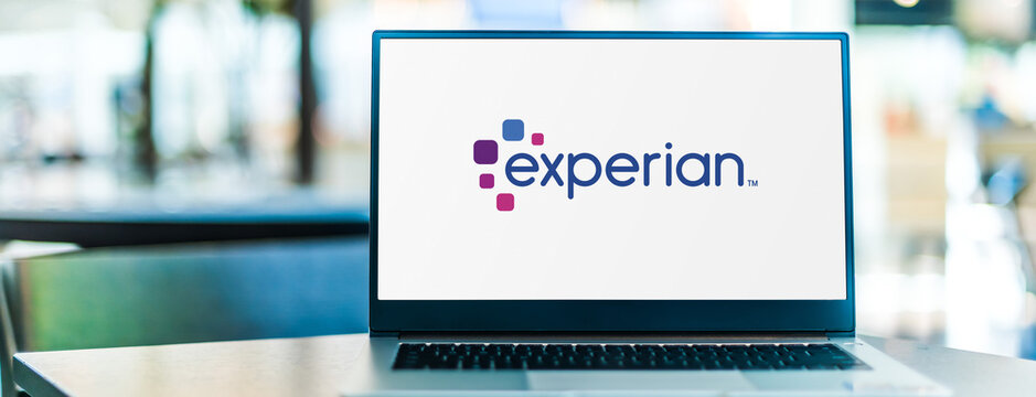 Laptop computer displaying logo of Experian