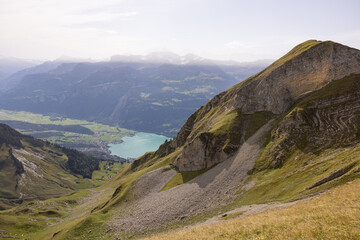 Amazing hiking day in the alps of Switzerland. Wonderful view over a beautiful lake called Brienzersee. What an amazing view.