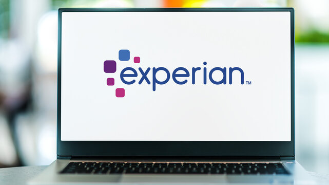 Laptop computer displaying logo of Experian