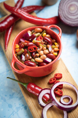 Mixed bean salad, healthy vegetarian meal