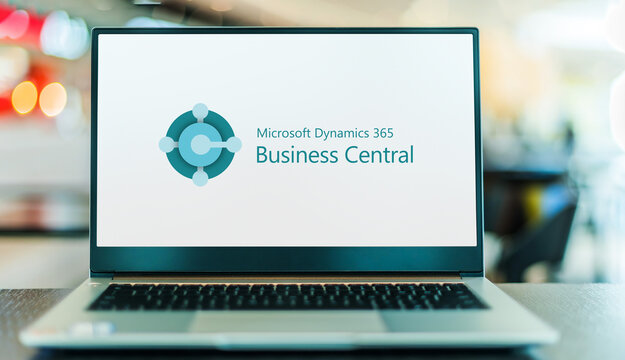 Laptop Showing Logo Of Microsoft Dynamics 365 Business Central