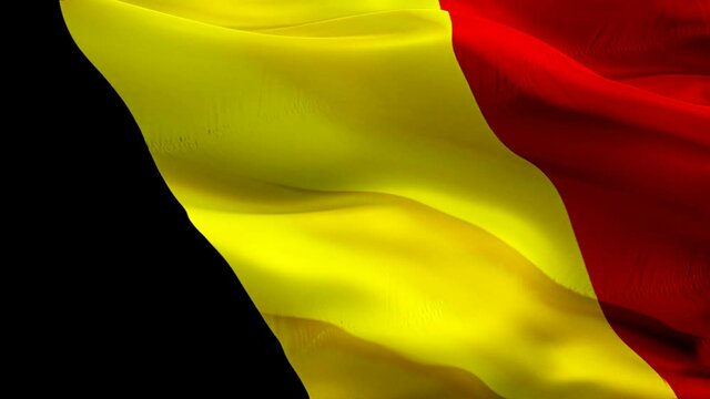 Belgium flag video. National 3d Belgian Flag Slow Motion video. Belgium tourism Flag Blowing Close Up. Belgian Flags Motion Loop HD resolution Background Closeup 1080p Full HD video flags waving in wi