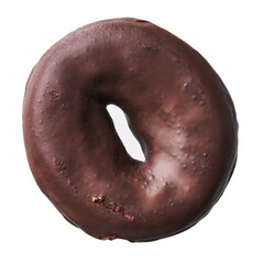  Single delicious chocolate doughnut isolated on a white background