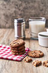  Delicious chocolate cookies on a wooden table
