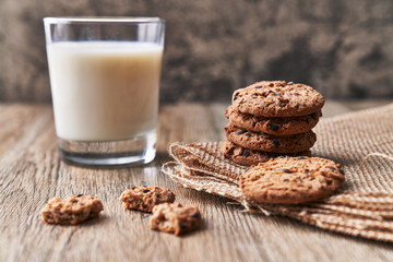  Delicious chocolate cookies on a wooden table