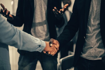 close up. handshake of international business partners.