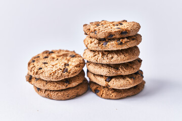  Delicious chocolate cookies isolated on a white background