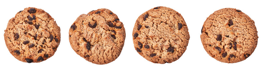 Delicious chocolate cookies isolated on a white background