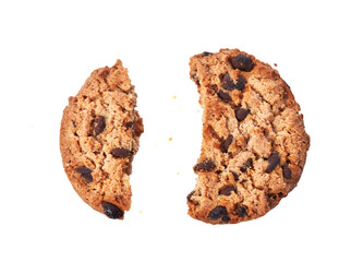  Delicious chocolate cookies flying isolated on a white background