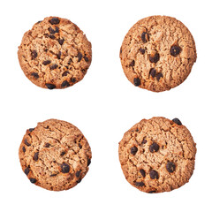  Delicious chocolate cookies isolated on a white background