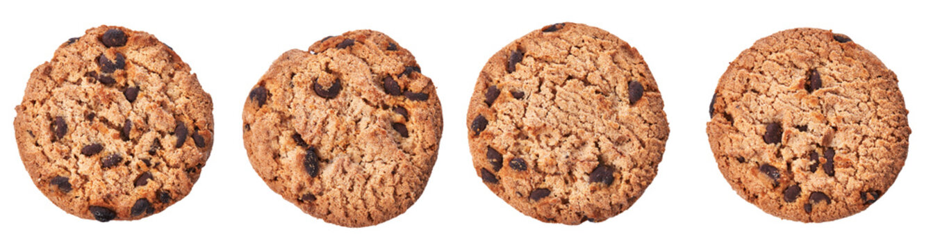  Delicious chocolate cookies isolated on a white background