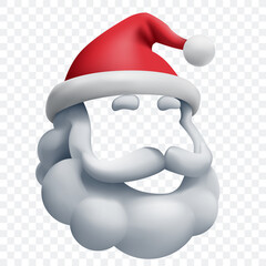 Santa Claus Christmas mask with beard and moustache and hat isolated on checkered background